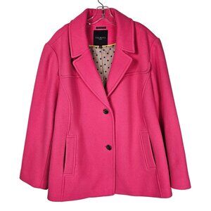 Talbots Wool Swing Coat 24W Vibrant Pink Preppy Back Pleat Lined Barbiecore
